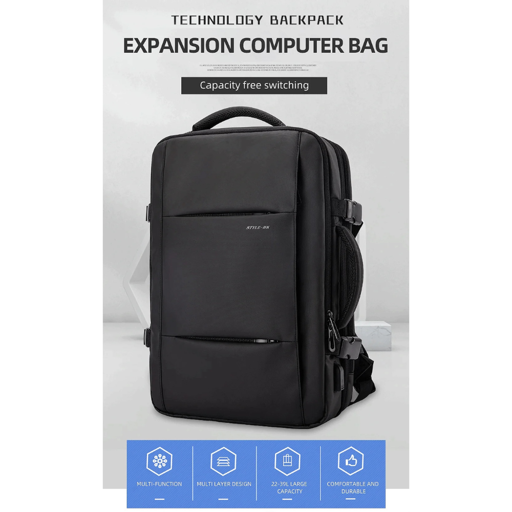 EzzyGuard™ Expandable Anti-Theft Business & Travel Backpack – Fits 15.6” Laptop