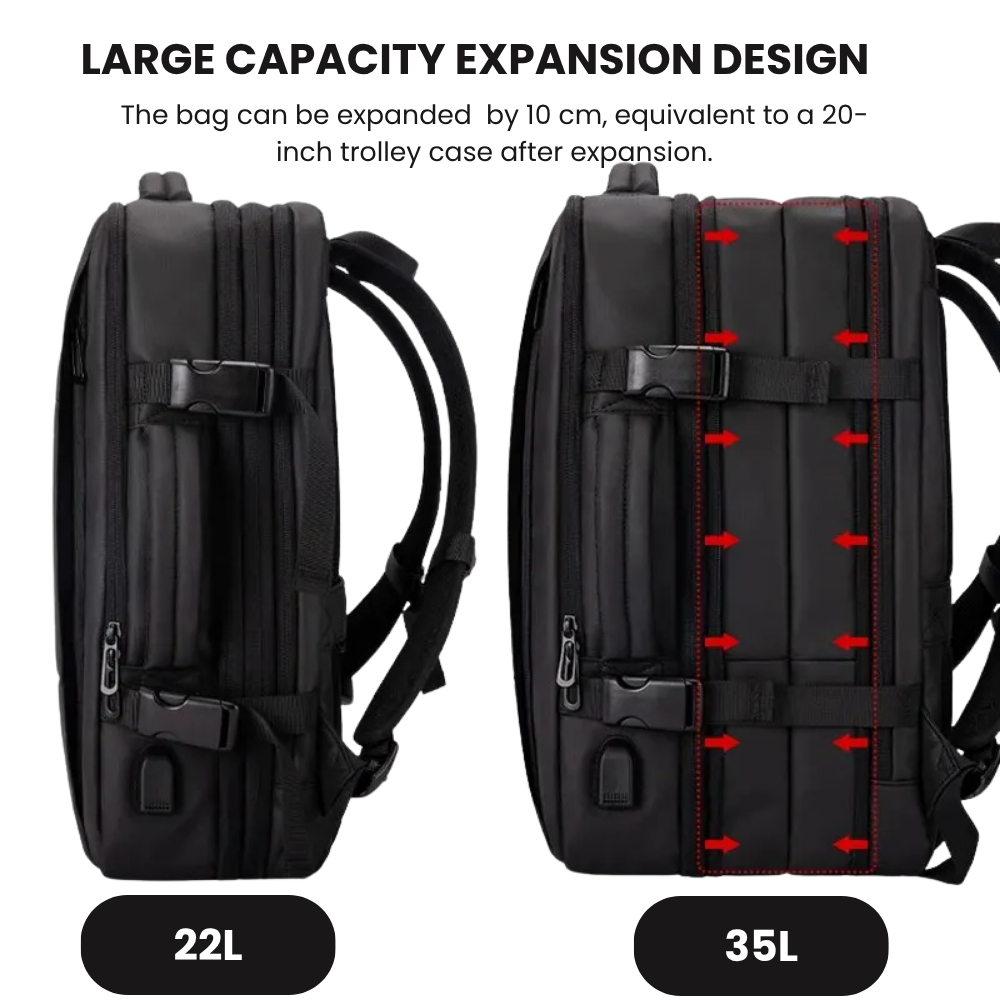 EzzyGuard™ Expandable Anti-Theft Business & Travel Backpack – Fits 15.6” Laptop