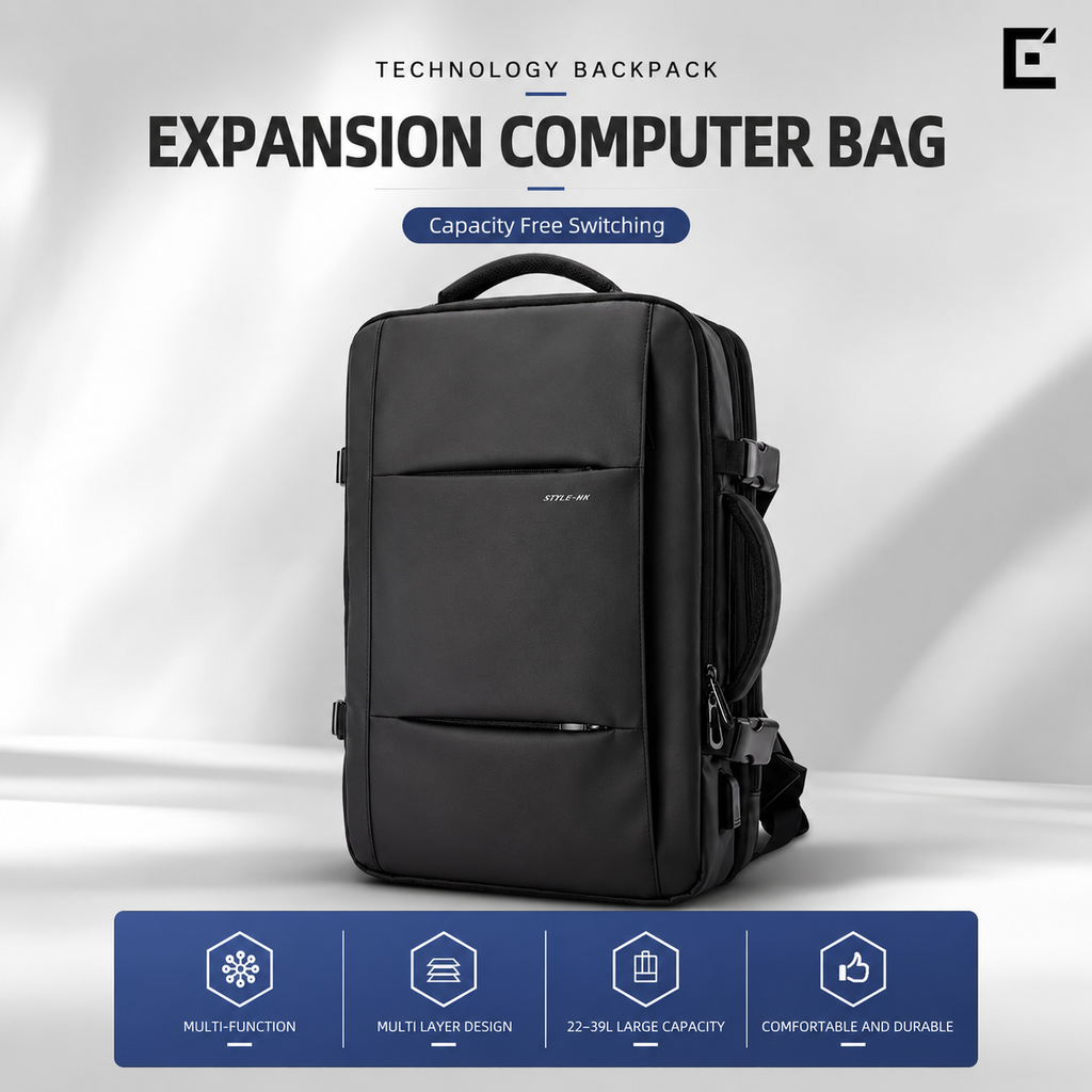 EzzyGuard™ Expandable Anti-Theft Business & Travel Backpack – Fits 15.6” Laptop