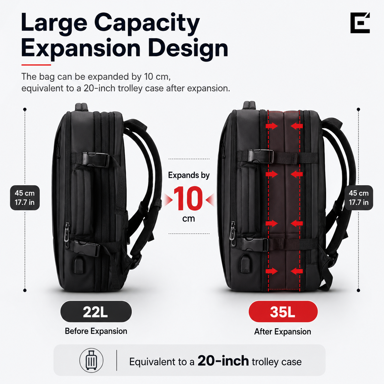 EzzyGuard™ Expandable Anti-Theft Business & Travel Backpack – Fits 15.6” Laptop