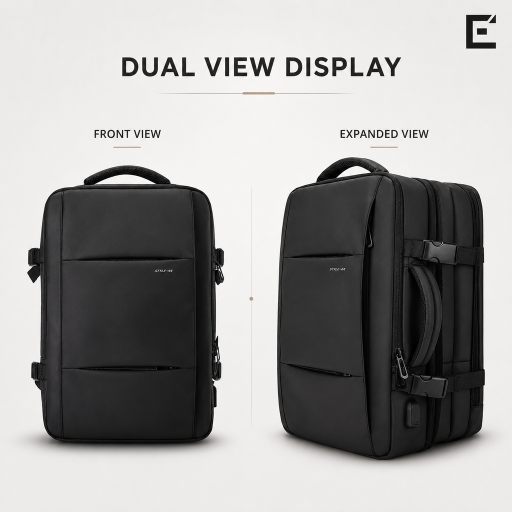 EzzyGuard™ Expandable Anti-Theft Business & Travel Backpack – Fits 15.6” Laptop