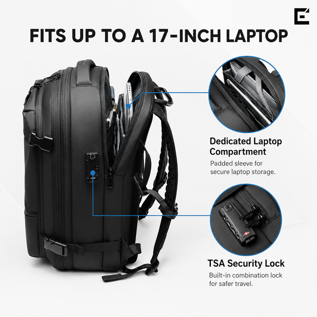 EzzyMax™ 60L Waterproof Vacuum Compression Travel & Laptop Backpack