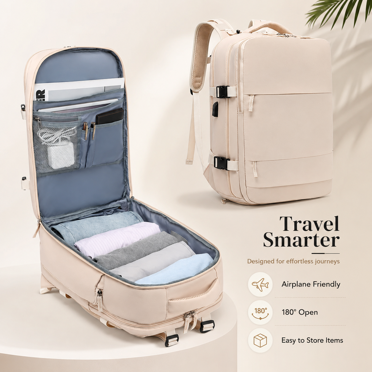 EzzyMochila™ Cabin-Size Waterproof Travel & Laptop Backpack – Carry-On Ready