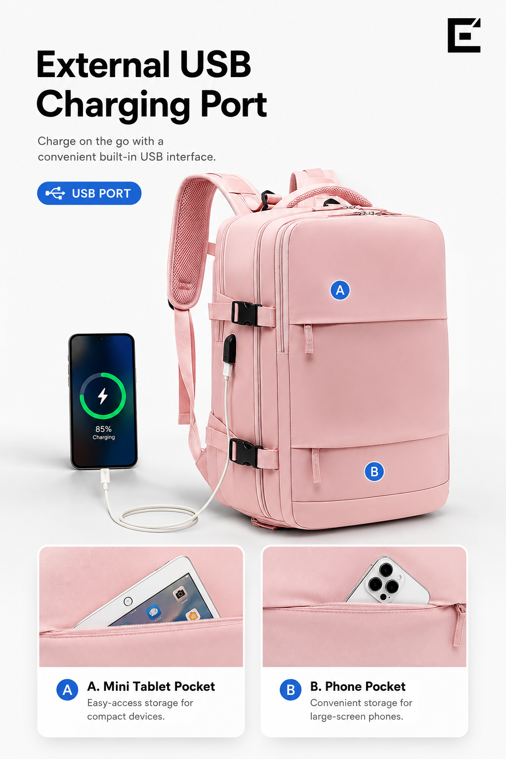 EzzyMochila™ Cabin-Size Waterproof Travel & Laptop Backpack – Carry-On Ready