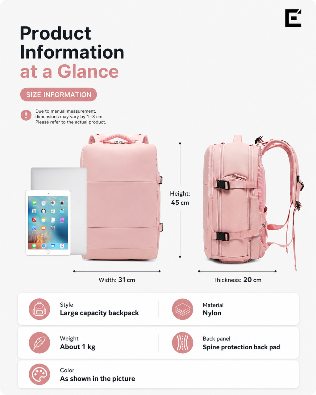 EzzyMochila™ Cabin-Size Waterproof Travel & Laptop Backpack – Carry-On Ready