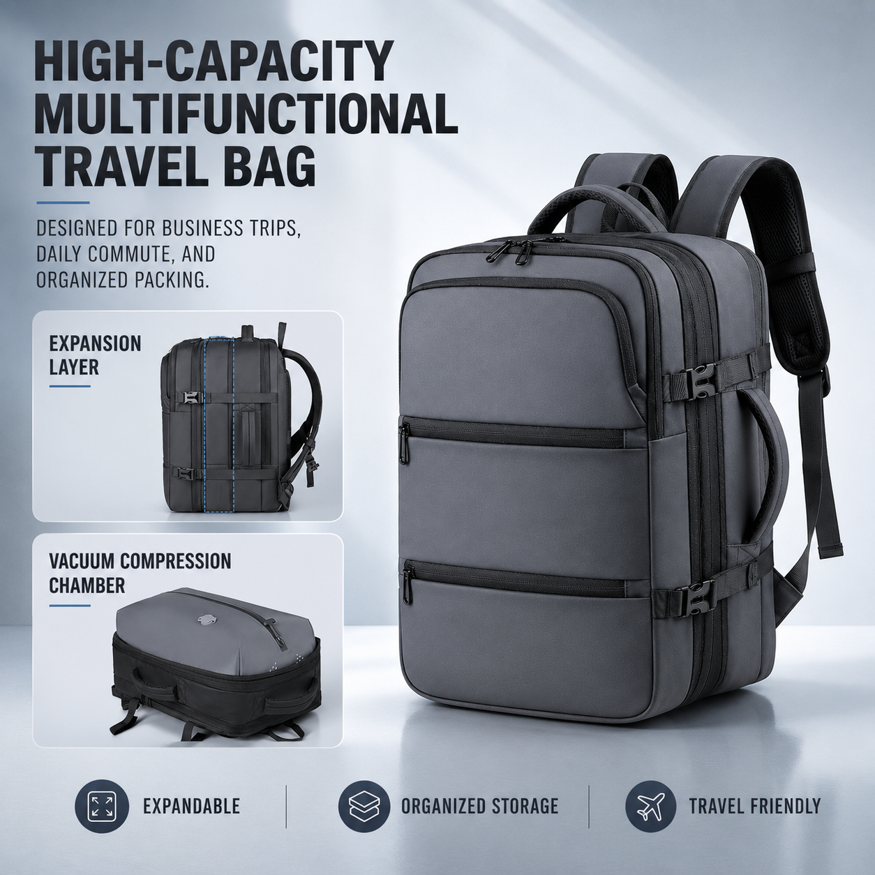 EzzyPro™ Expandable Vacuum Compression Business & Travel Backpack