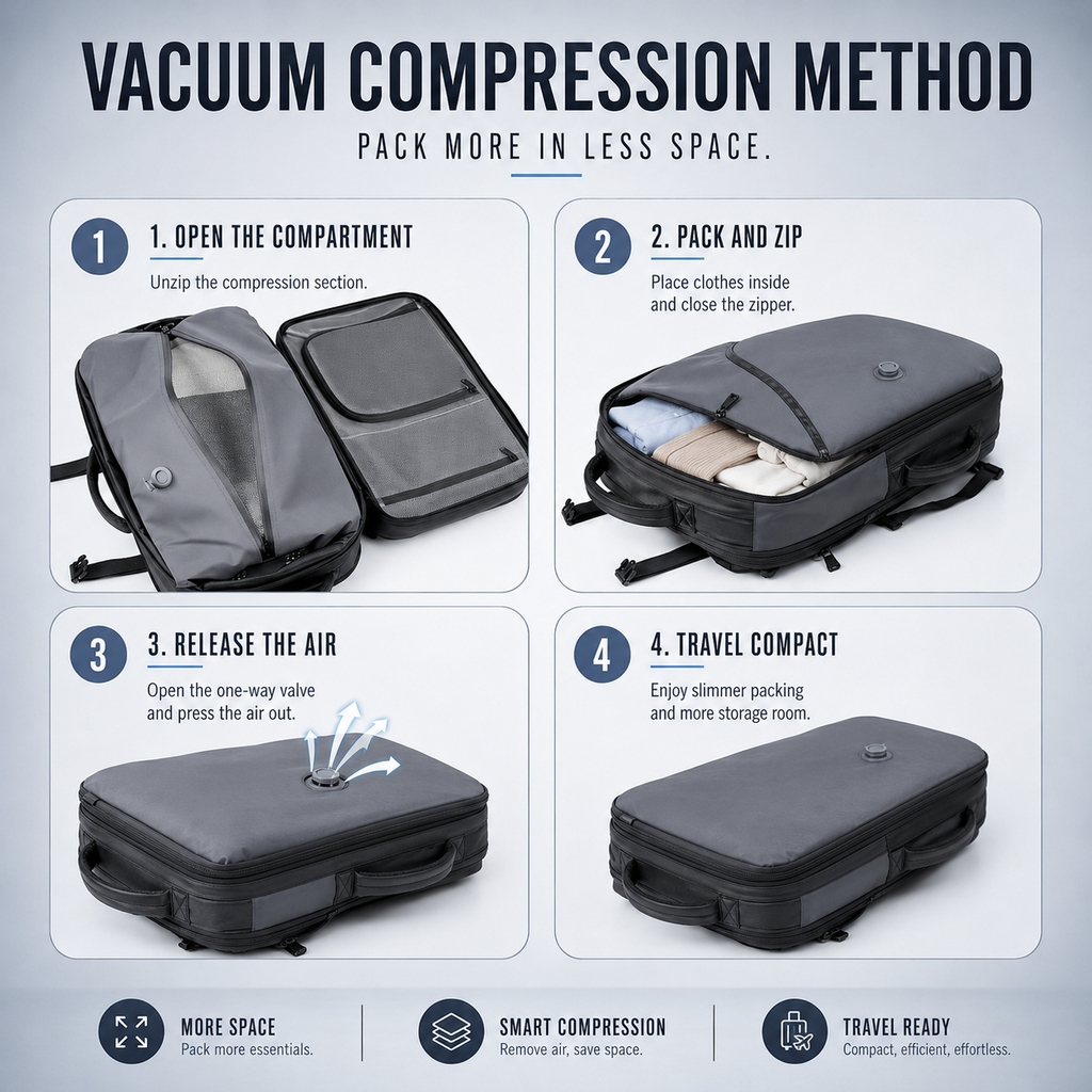 EzzyPro™ Expandable Vacuum Compression Business & Travel Backpack