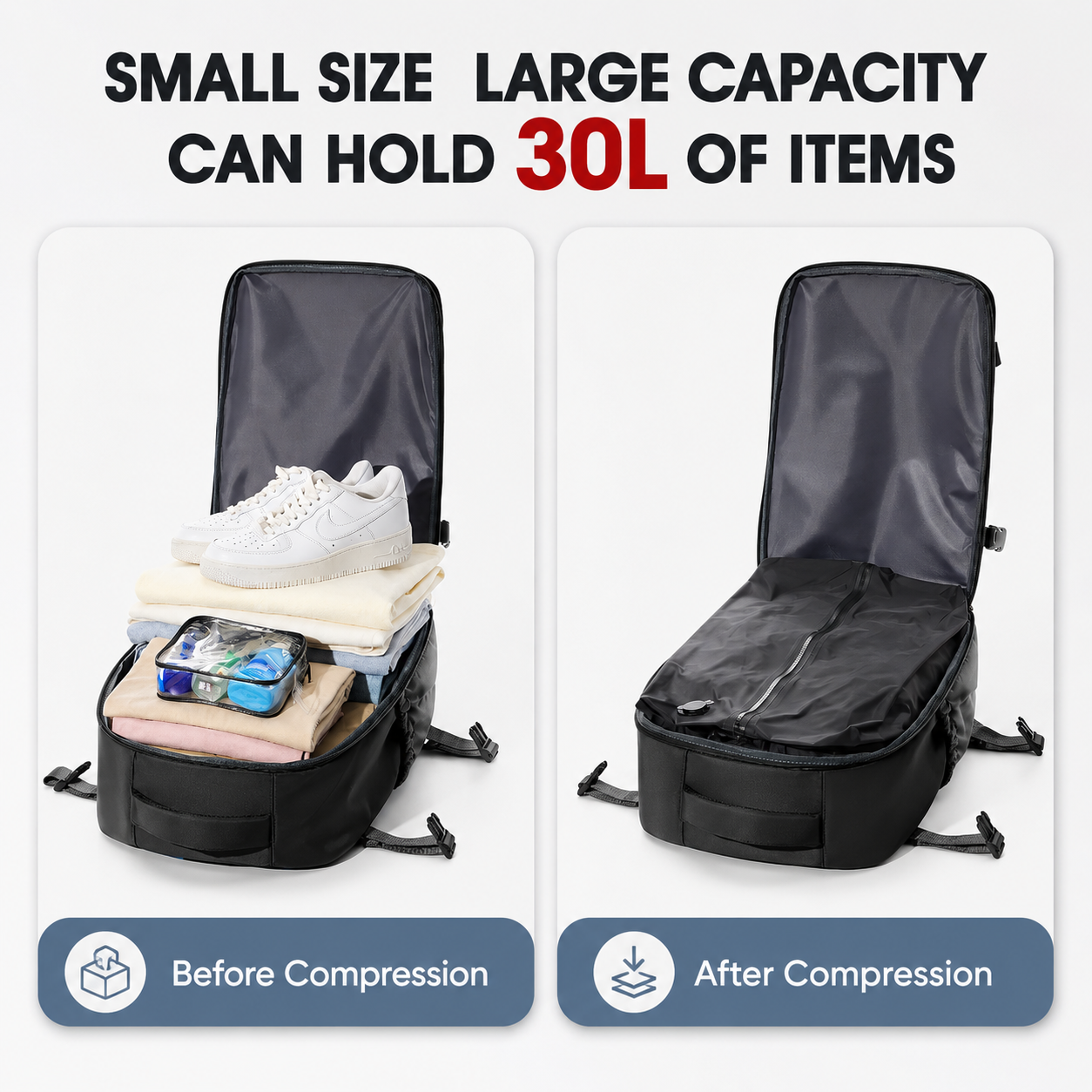 EzzyVac™ Expandable Vacuum Travel Backpack – Large Capacity, Business & Adventure Ready
