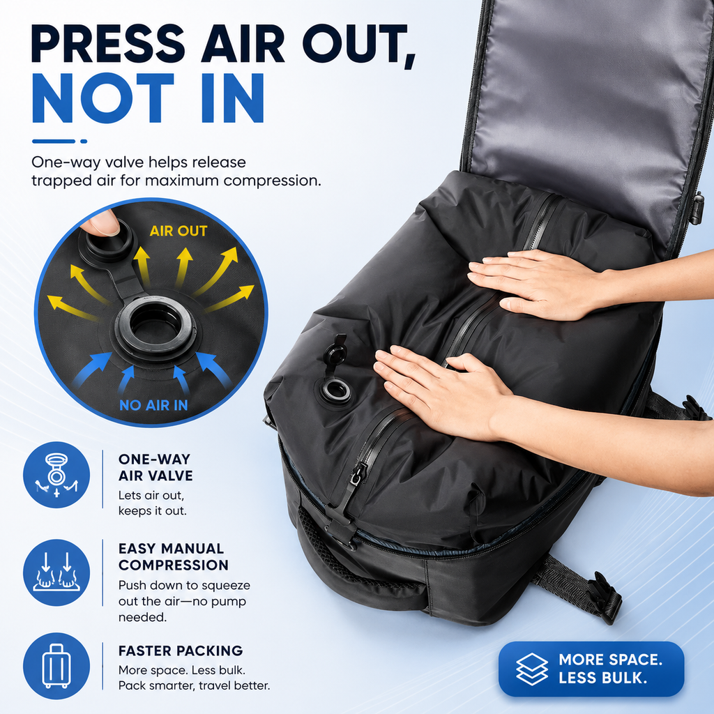 EzzyVac™ Expandable Vacuum Travel Backpack – Large Capacity, Business & Adventure Ready