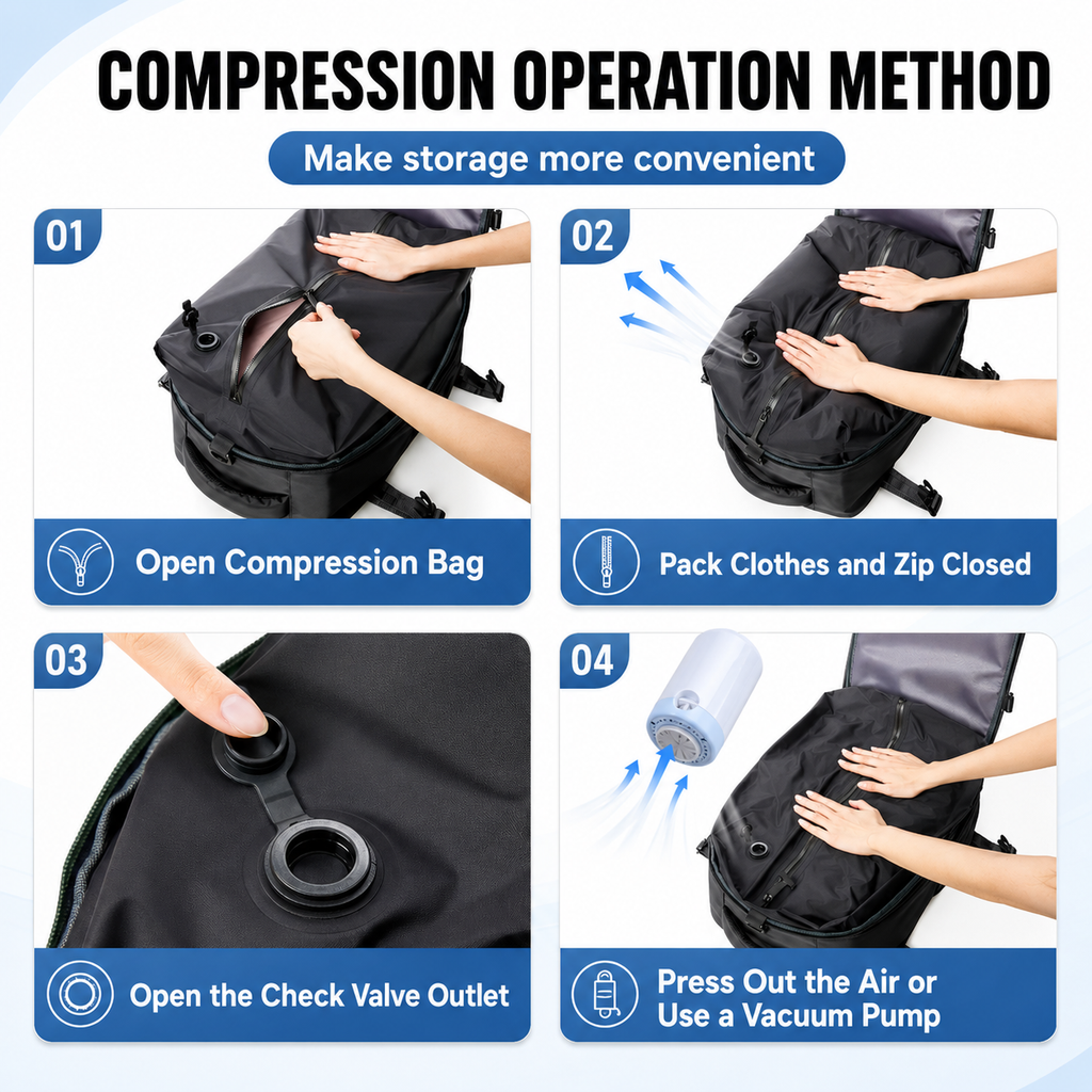 EzzyVac™ Expandable Vacuum Travel Backpack – Large Capacity, Business & Adventure Ready
